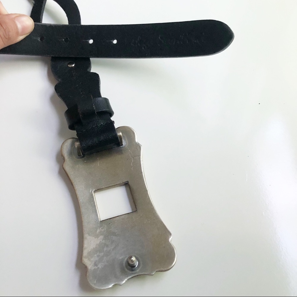 Olga Santino | Black Leather Studded Belt Size L - Picture 5 of 8